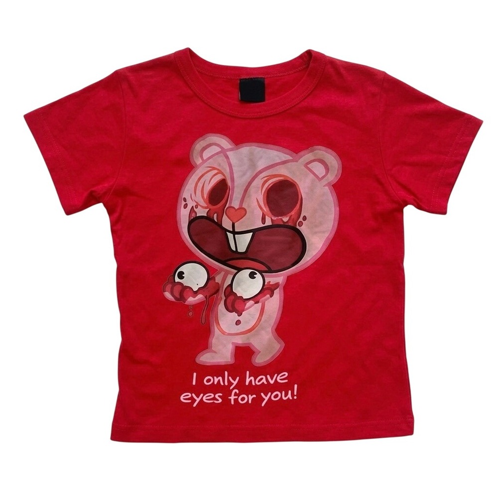 U&B1038- HAPPY TREE FRIENDS GIGGLES RED I ONLY HAVE EYES FOR YOU TEE